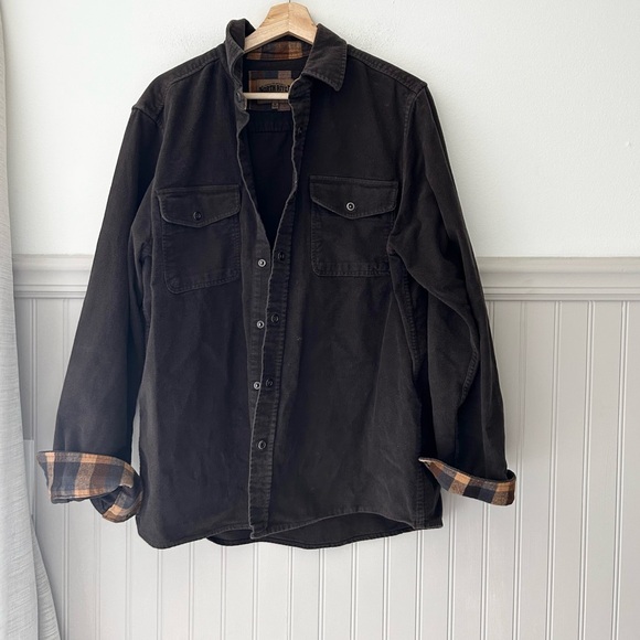 North River Men's Brown Shacket Shirt Jacket with Plaid Accents - Picture 1 of 8